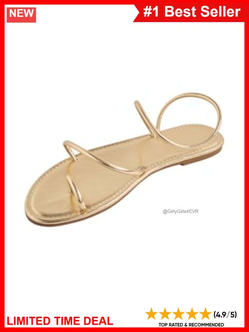 GORGLITTER Women's Strappy Flat Sandals Dressy Thong Flip Flops